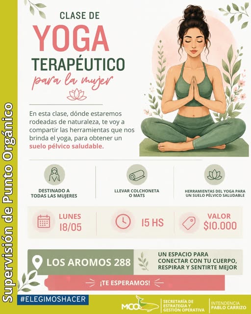 Supervisión de Punto Orgánico invita a una clase de Yoga Terapéutico para la Mujer