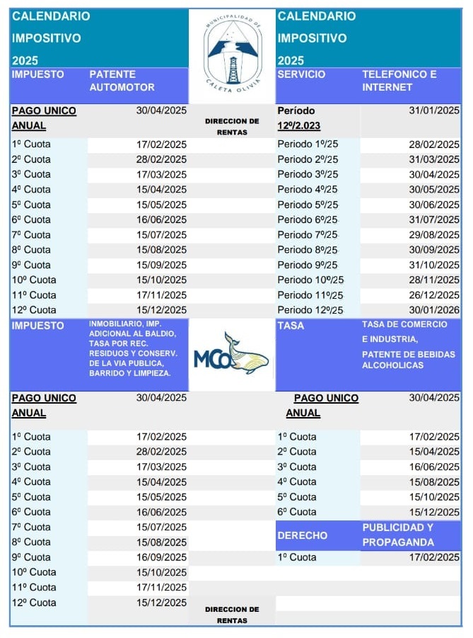 CALENDARIO IMPOSITIVO 2025