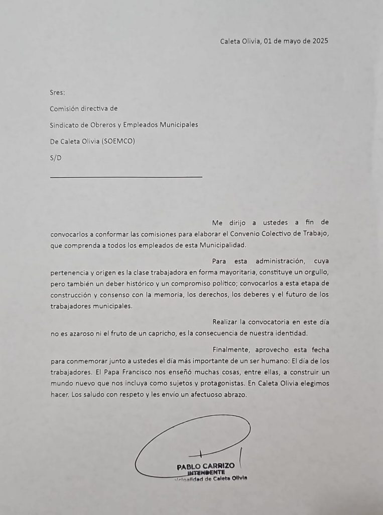 Histórica decisión de Pablo Carrizo: Convocó a los gremios municipales para crear el Convenio Colectivo de Trabajo