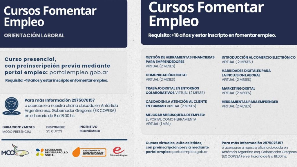 Se encuentra abierta la preinscripción para los cursos del programa Fomentar Empleo