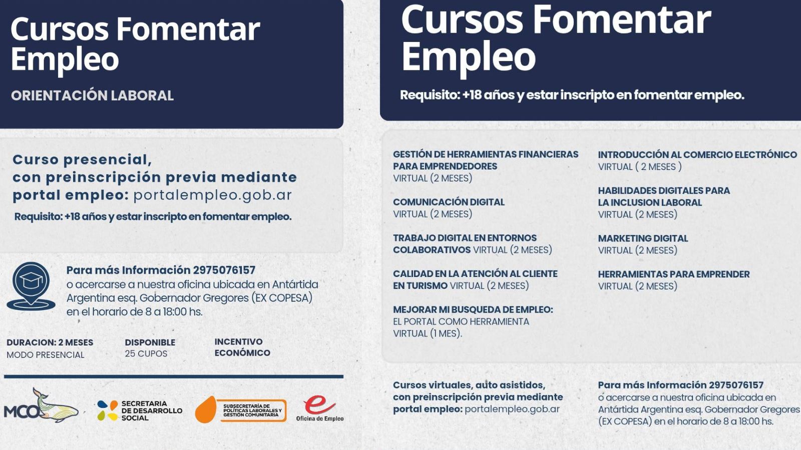Se encuentra abierta la preinscripción para los cursos del programa Fomentar Empleo