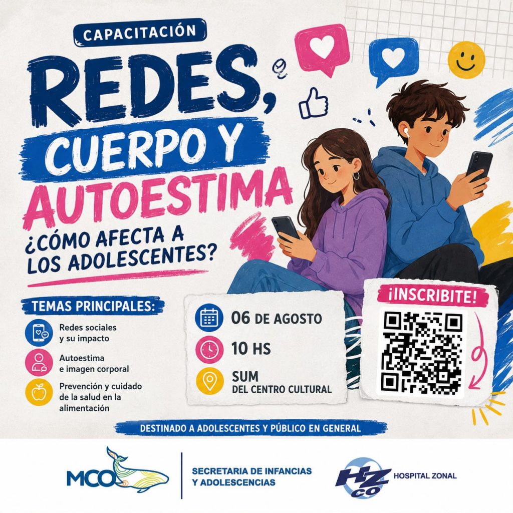 La Municipalidad invita a participar de la capacitación “Redes, cuerpo y autoestima: ¿cómo afecta a los adolescentes?”